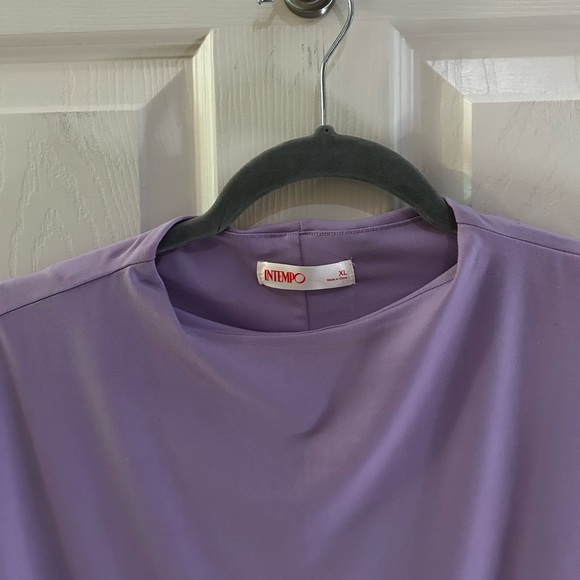 INTEMPO Lavender Rushed Halter Blouse Short Sleeve - Picture 3 of 8
